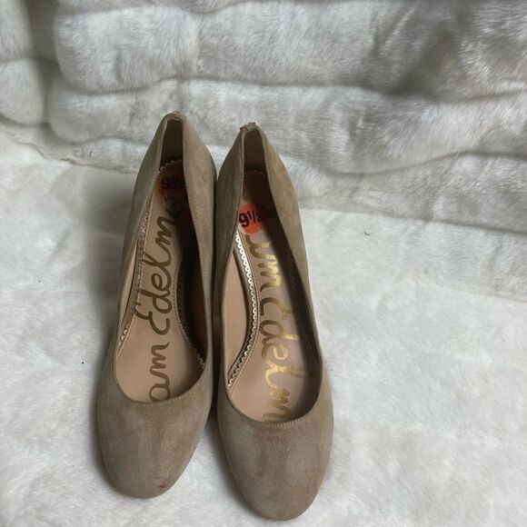 Sam Edelman Junie suede Khaki slip on block heels round toe size 9.5 - Picture 2 of 10